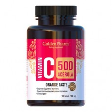 Golden Pharm Vitamin C 500 mg with Acerola, 100 таблеток - Апельсин Golden Pharm Vitamin C 500 mg with Acerola, 100 таблеток - Апельсин