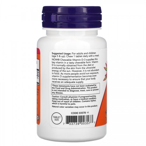 NOW Vitamin D3 1000 IU, 180 жувальні таблетки CN6227 NOW NOW Vitamin D3 1000 IU, 180 жувальні таблетки CN6227 NOW