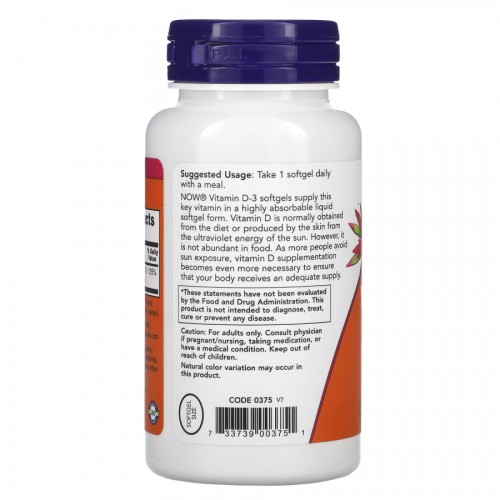 NOW Vitamin D3 1000 IU, 360 капсул CN6226 NOW NOW Vitamin D3 1000 IU, 360 капсул CN6226 NOW