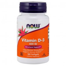 NOW Vitamin D3 400 IU, 180 капсул