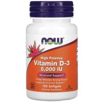 NOW Vitamin D3 5000 IU, 120 капсул