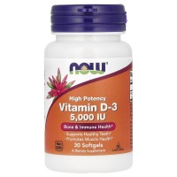 NOW Vitamin D3 5000 IU High Potency, 30 капсул NOW Vitamin D3 5000 IU High Potency, 30 капсул