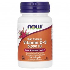 NOW Vitamin D3 5000 IU High Potency, 30 капсул NOW Vitamin D3 5000 IU High Potency, 30 капсул