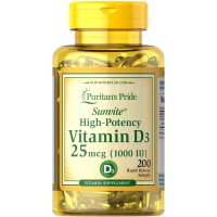 Puritan's Pride Vitamin D3 1000 IU, 200 капсул Puritan's Pride Vitamin D3 1000 IU, 200 капсул