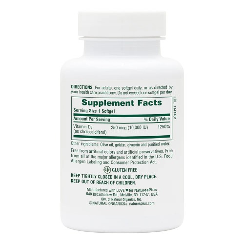 Natures Plus Vitamin D3 10000 IU, 60 капсул CN11713 Natures Plus Natures Plus Vitamin D3 10000 IU, 60 капсул CN11713 Natures Plus