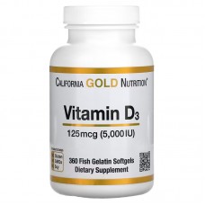 California Gold Nutrition Vitamin D3 125 mcg, 360 рыбных капсул
