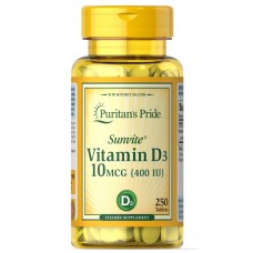 Puritan's Pride Vitamin D3 400 IU, 250 таблеток Puritan's Pride Vitamin D3 400 IU, 250 таблеток