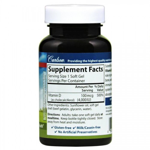 Carlson Labs Vitamin D3 4000 IU, 120 капсул CN6168 Carlson Labs Carlson Labs Vitamin D3 4000 IU, 120 капсул CN6168 Carlson Labs