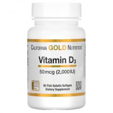 California Gold Nutrition Vitamin D3 50 mcg, 90 рибних капсул California Gold Nutrition Vitamin D3 50 mcg, 90 рибних капсул