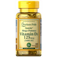 Puritan's Pride Vitamin D3 5000 IU, 100 капсул Puritan's Pride Vitamin D3 5000 IU, 100 капсул