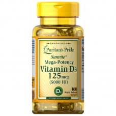Puritan's Pride Vitamin D3 5000 IU, 100 капсул Puritan's Pride Vitamin D3 5000 IU, 100 капсул