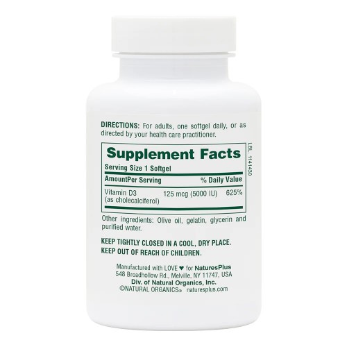 Natures Plus Vitamin D3 5000 IU, 60 капсул CN11716 Natures Plus Natures Plus Vitamin D3 5000 IU, 60 капсул CN11716 Natures Plus