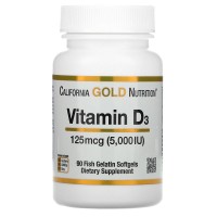 California Gold Nutrition Vitamin D3 125 mcg, 90 рыбных капсул California Gold Nutrition Vitamin D3 125 mcg, 90 рыбных капсул
