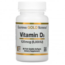 California Gold Nutrition Vitamin D3 125 mcg, 90 рибних капсул California Gold Nutrition Vitamin D3 125 mcg, 90 рибних капсул