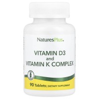 Natures Plus Vit D3 + Vitamin K Complex, 90 таблеток Natures Plus Vit D3 + Vitamin K Complex, 90 таблеток