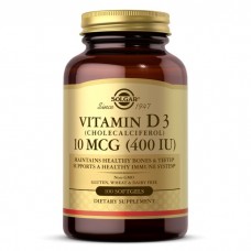 Solgar Vitamin D3 10 mcg, 100 капсул Solgar Vitamin D3 10 mcg, 100 капсул