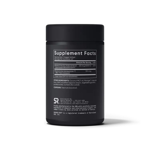 Sports Research Sports Research Vitamin D3 + K2 5000 IU/100 mcg, 60 капсул CN20424-1 Sports Research Sports Research Vitamin D3 + K2 5000 IU/100 mcg, 60 капсул CN20424-1