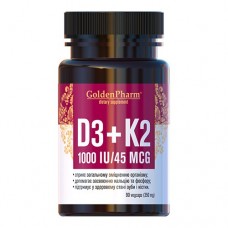 Golden Pharm Vitamin D3+K2, 90 вегакапсул Golden Pharm Vitamin D3+K2, 90 вегакапсул