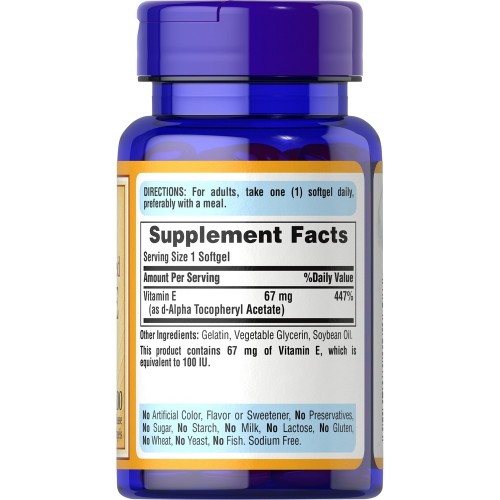 Puritan's Pride Vitamin E 100 IU Naturally Sourced, 100 капсул CN4679 Puritan's Pride Puritan's Pride Vitamin E 100 IU Naturally Sourced, 100 капсул CN4679 Puritan's Pride