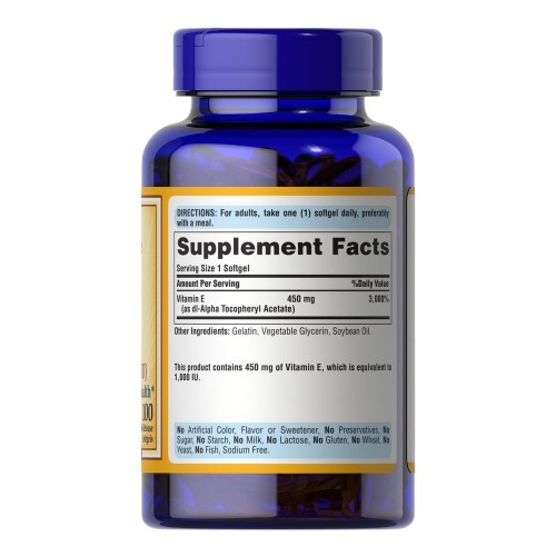 Puritan's Pride Vitamin E 1000 IU (450 mg), 100 капсул CN13102 Puritan's Pride Puritan's Pride Vitamin E 1000 IU (450 mg), 100 капсул CN13102 Puritan's Pride