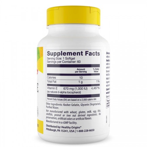 Healthy Origins Vitamin E 1000 IU, 60 капсул CN13721 Healthy Origins Healthy Origins Vitamin E 1000 IU, 60 капсул CN13721 Healthy Origins