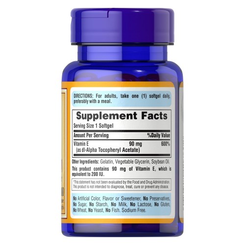 Puritan's Pride Vitamin E 200 IU (90 mg), 100 капсул CN13106 Puritan's Pride Puritan's Pride Vitamin E 200 IU (90 mg), 100 капсул CN13106 Puritan's Pride