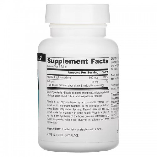 Source Naturals Vitamin K 500 mcg, 200 таблеток CN12566 Source Naturals Source Naturals Vitamin K 500 mcg, 200 таблеток CN12566 Source Naturals