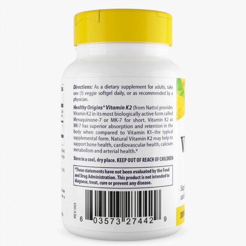 Healthy Origins Vitamin K2 100 mcg, 60 вегакапсул CN10279 Healthy Origins Healthy Origins Vitamin K2 100 mcg, 60 вегакапсул CN10279 Healthy Origins