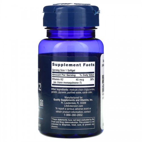 Life Extension Vitamin K2 45 mcg Low Dose, 90 капсул CN10879 Life Extension Life Extension Vitamin K2 45 mcg Low Dose, 90 капсул CN10879 Life Extension