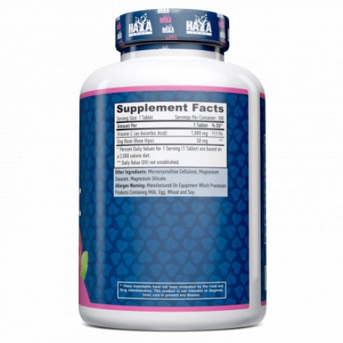 Haya Labs Vitamin C with Rose Hips 1000 mg High Potency, 100 таблеток CN10231 Haya Labs Haya Labs Vitamin C with Rose Hips 1000 mg High Potency, 100 таблеток CN10231 Haya Labs