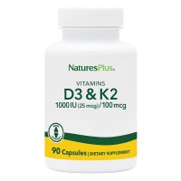 Natures Plus Vitamins D3 + K2, 90 капсул Natures Plus Vitamins D3 + K2, 90 капсул