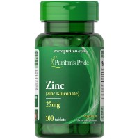 Puritan's Pride Zinc 25 mg, 100 каплет Puritan's Pride Zinc 25 mg, 100 каплет