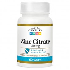 21st Century Zinc Citrate 50 mg, 60 таблеток