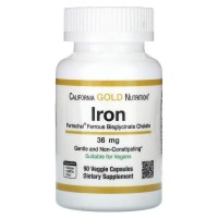 Витамины и минералы California Gold Nutrition Ferrochel Iron Bisglycinate 36 mg, 90 вегакапсул Витамины и минералы California Gold Nutrition Ferrochel Iron Bisglycinate 36 mg, 90 вегакапсул