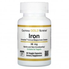 Витамины и минералы California Gold Nutrition Ferrochel Iron Bisglycinate 36 mg, 90 вегакапсул Витамины и минералы California Gold Nutrition Ferrochel Iron Bisglycinate 36 mg, 90 вегакапсул