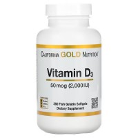 California Gold Nutrition Vitamin D3 50 mcg, 360 рыбных капсул California Gold Nutrition Vitamin D3 50 mcg, 360 рыбных капсул