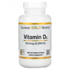 California Gold Nutrition Vitamin D3 50 mcg, 360 рыбных капсул California Gold Nutrition Vitamin D3 50 mcg, 360 рыбных капсул