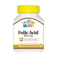 21st Century Folic Acid 800 mcg, 180 таблеток