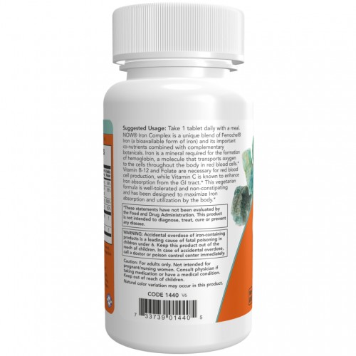 NOW Iron Complex, 100 таблеток CN11528 NOW NOW Iron Complex, 100 таблеток CN11528 NOW