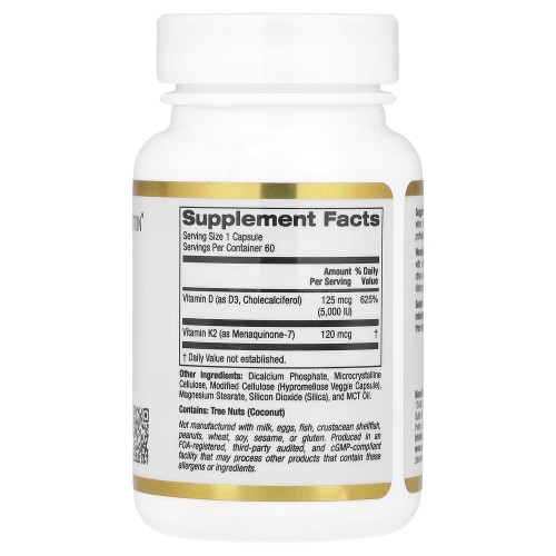 California Gold Nutrition California Gold Nutrition Vitamin D3 + K2, 60 вегакапсул CN16967 California Gold Nutrition California Gold Nutrition Vitamin D3 + K2, 60 вегакапсул CN16967