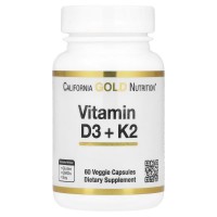 California Gold Nutrition Vitamin D3 + K2, 60 вегакапсул California Gold Nutrition Vitamin D3 + K2, 60 вегакапсул