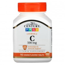 Витамин C 21st Century Vitamin C 500 mg Chewable, 110 таблеток для поддержания иммунитета - Апельсин