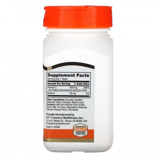 Вітамін C 21st Century Vitamin C 500 mg Chewable, 110 таблеток для підтримки імунітету - Апельсин CN16846-1 21st Century Вітамін C 21st Century Vitamin C 500 mg Chewable, 110 таблеток для підтримки імунітету - Апельсин CN16846-1 21st Century