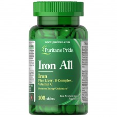 Puritan's Pride Iron All, 100 таблеток Puritan's Pride Iron All, 100 таблеток