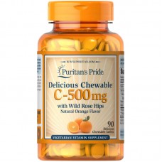 Puritan's Pride Vitamin C 500 mg, 90 жевательных таблеток Puritan's Pride Vitamin C 500 mg, 90 жевательных таблеток