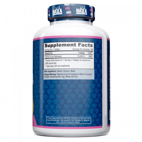 Haya Labs Vitamin A 10000 IU, 100 капсул CN12116 Haya Labs Vitamin A 10000 IU, 100 капсул CN12116