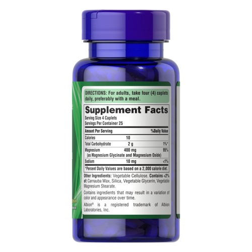 Puritan's Pride Magnesium Chelated 400 mg, 100 каплет CN13129 Puritan's Pride Puritan's Pride Magnesium Chelated 400 mg, 100 каплет CN13129 Puritan's Pride