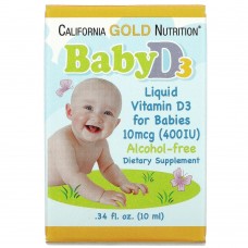 Витамины и минералы California Gold Nutrition Baby Vitamin D3 400 IU, 10 мл Витамины и минералы California Gold Nutrition Baby Vitamin D3 400 IU, 10 мл