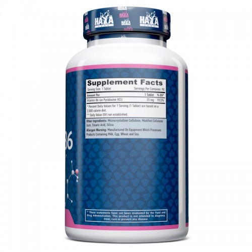 Витамины и минералы Haya Labs Vitamin B6 25 mg, 90 таблеток CN12119 Витамины и минералы Haya Labs Vitamin B6 25 mg, 90 таблеток CN12119