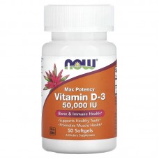 NOW Vitamin D3 50000 IU, 50 капсул